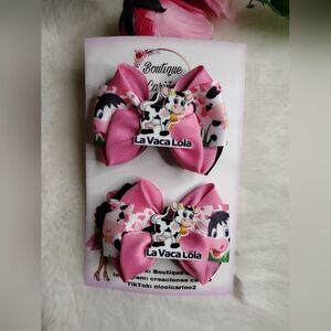 Pink La Vaca Lola Hair Bows